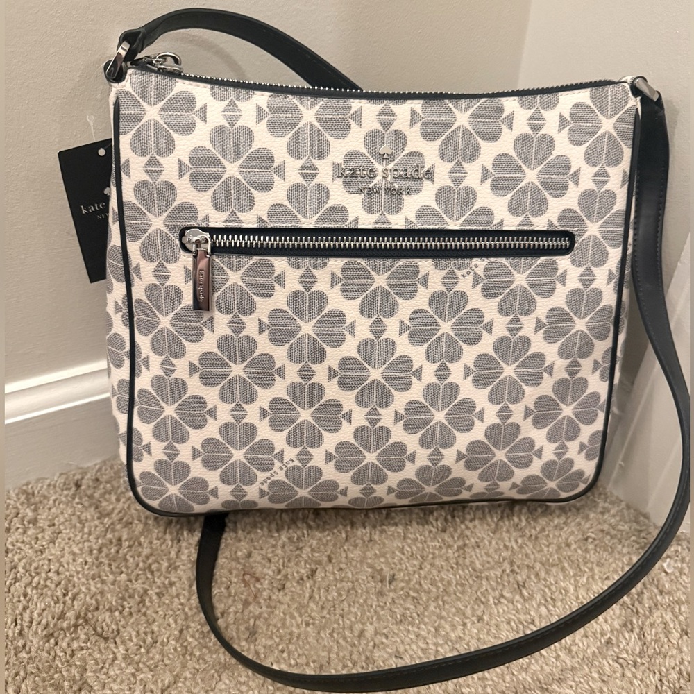 Kate Spade Signature Spade Navy Flower Large Swingpack Crossbody Bag Purse